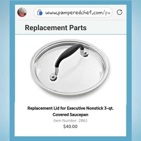 Pampered Chef Executive Nonstick 3-Quart Saucepan REPLACEMENT LID ONLY - Picture 4 of 4